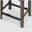 Tabouret de bar 24 po, traitement de surface gris patiné, siège en cuir gris français