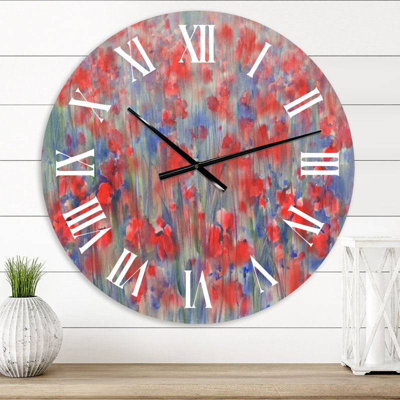 Horloge murale Poppy Flower Fields Forever I, Surdimensionné