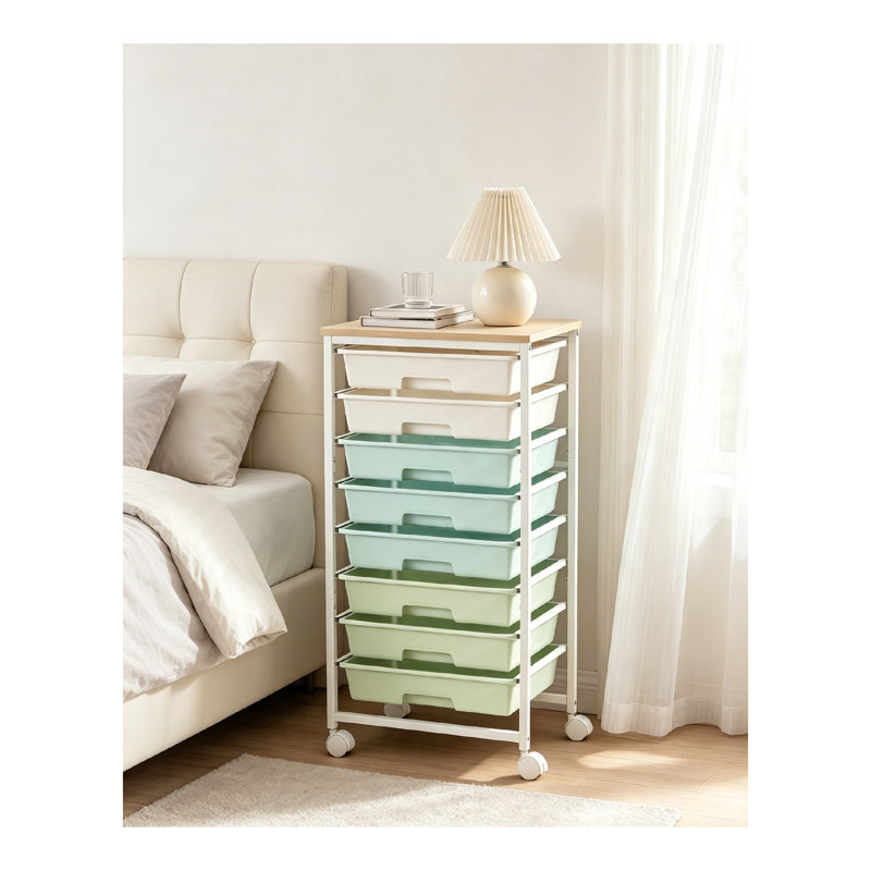 8 Drawer Storage Drawer, Green/White