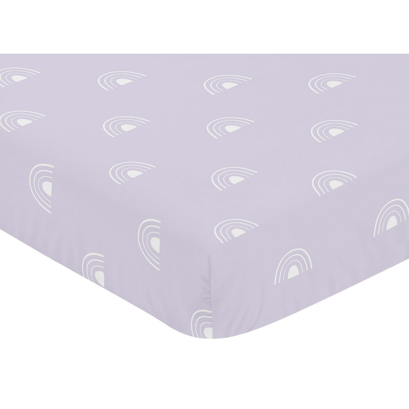 Drap-housse pour lit de bébé Boho Rainbow, Lavande / mauve / blanc