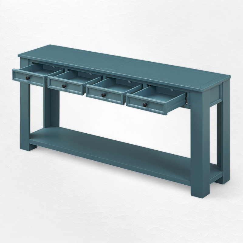 Console / canapé avec tiroirs de rangement et tablette inférieure pour le vestibule, Dark Blue Duplicate 1
