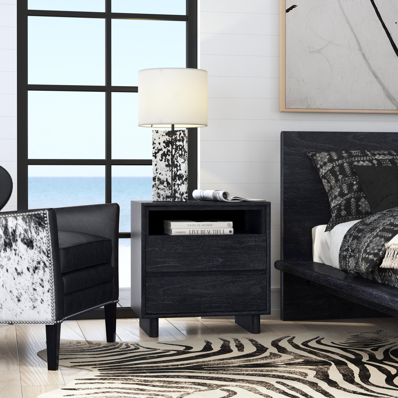 Horizon 2-Drawer Nightstand, Black