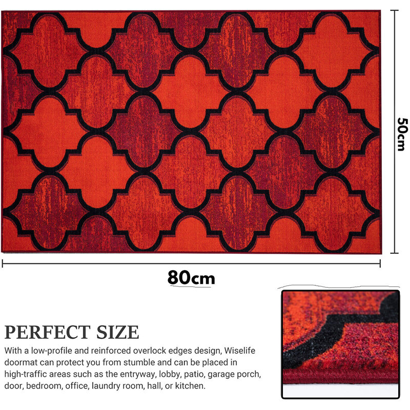 Adilbek Non-Slip Geometric Indoor Doormat, Rectangle 50 x 80cm