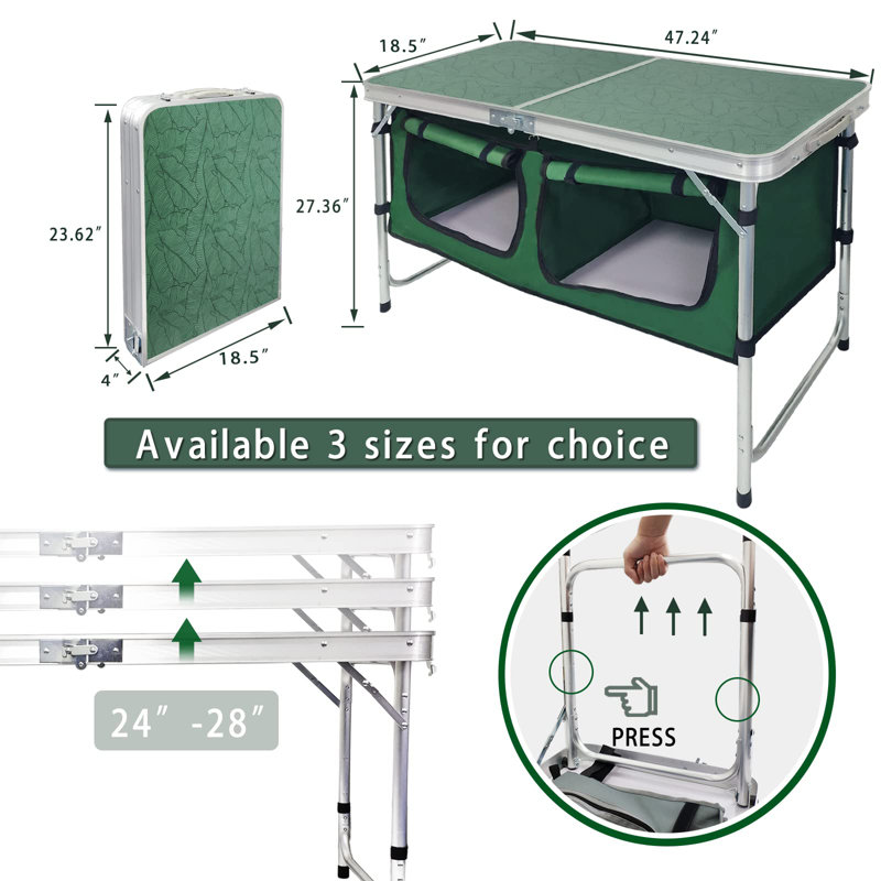 47.24'' Rectangular Folding Table, Green