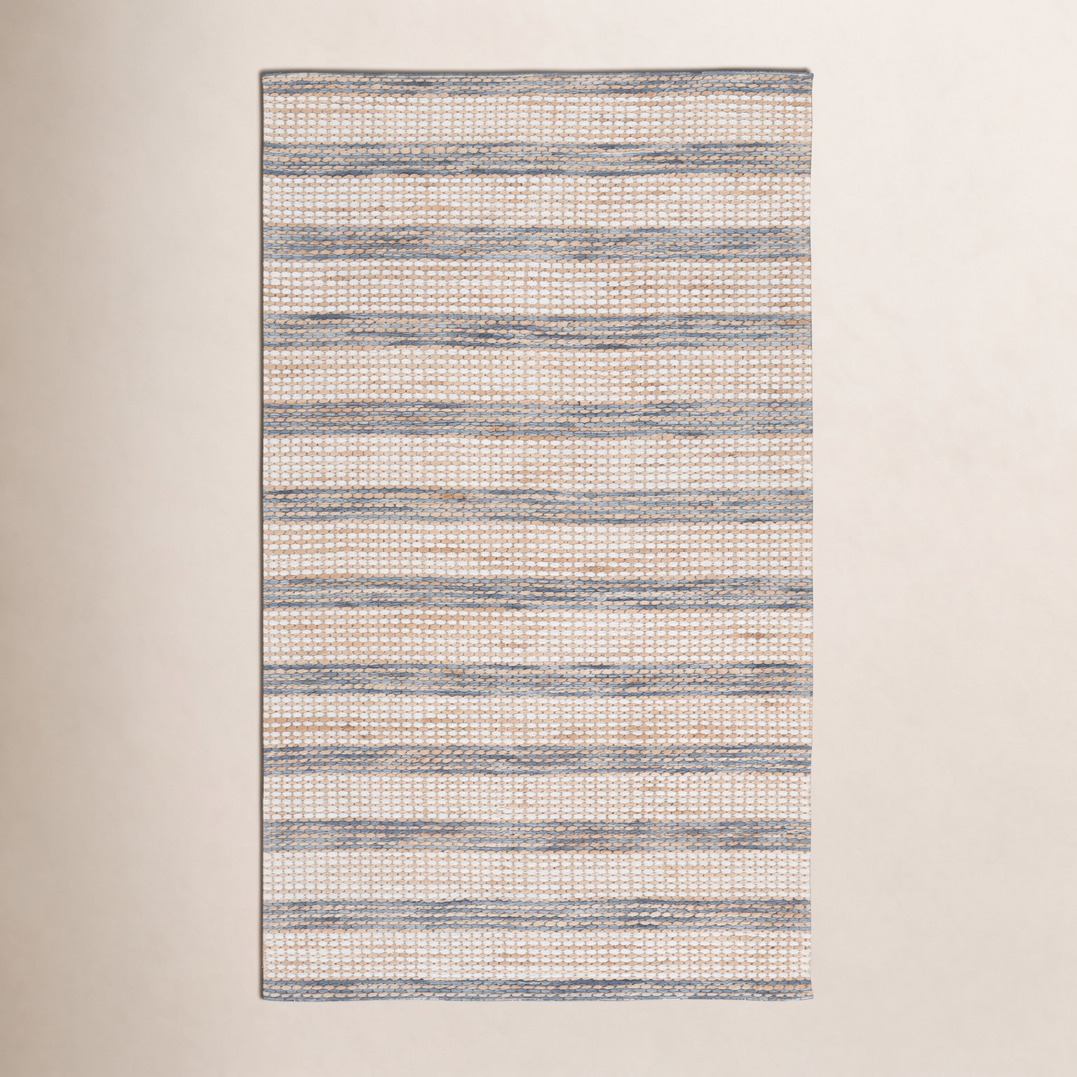 Hand-Tufted Striped Jute Wool Rug, 5'-0" X 8'-0" Rectangle