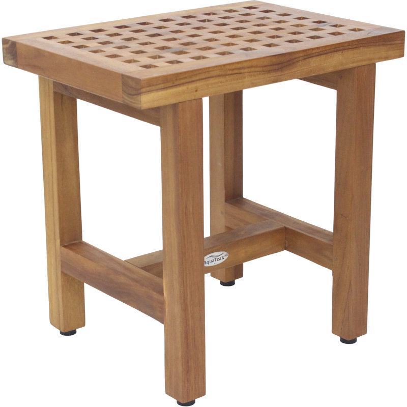 Grate Lotus 18" W Teak Shower Bench, Teak Oil