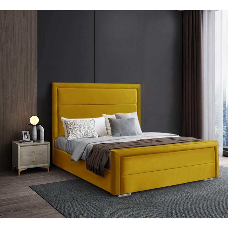 Barnebas Upholstered Bed, Mustard, Super King (6')