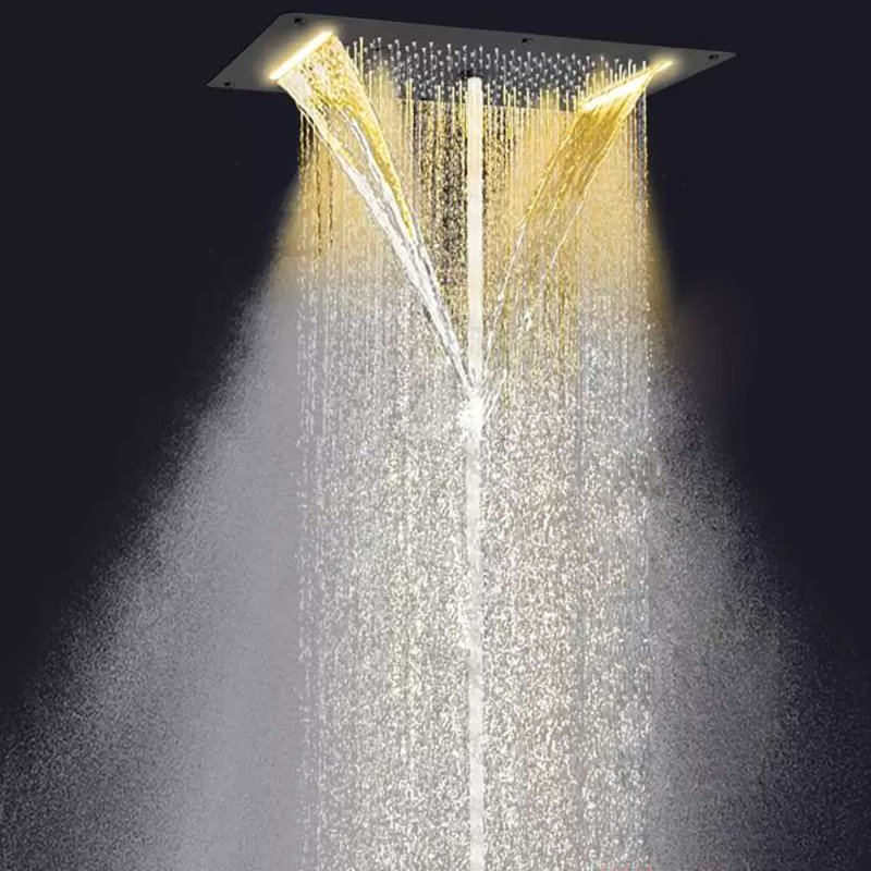 Système de douche de plafond à DEL 27 pouces avec 4 fonctions et panneau de contrôle thermostatique Faenza Faenza