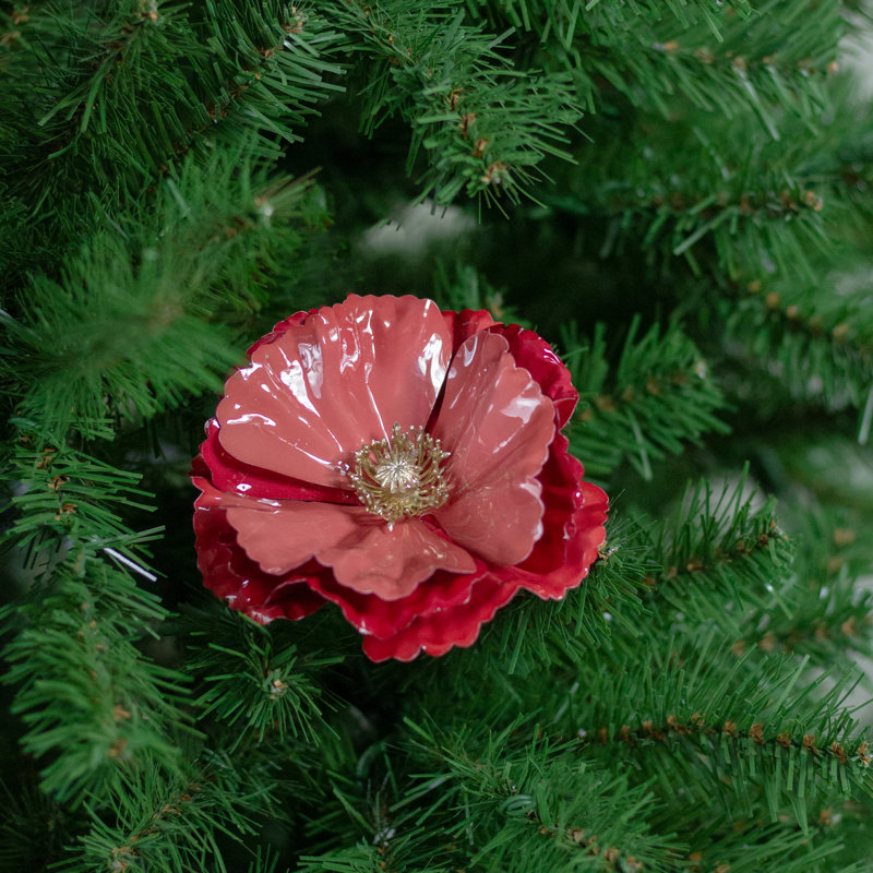 Ornement de Noël clip de coquelicot brillant 4,75 po, Rose corail brillant