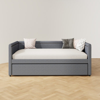 Twin Size Upholstered Daybed with Trundle -  Latitude Run®, B816F0F5ABD446268D0B6EDD422E155B