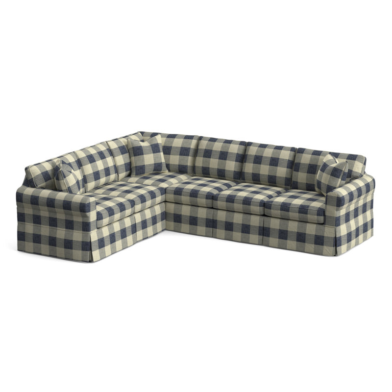 Bedford 117" Wide Corner Sectional, Left Hand Facing, Blue Buffalo Check; 0120-61