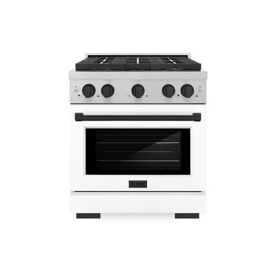 ZLINE Autograph 36 po. Cuisinière à double carburant Paramount avec plaque de cuisson DuoPro et porte blanche avec accents bronze