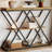 3-Tier Entryway Table with X-Shaped Metal Frame Hallway Table with Storage, Narrow Foyer Furniture Behind Sofa for Living Room, Brown-1389172280-1389172286-1389172285