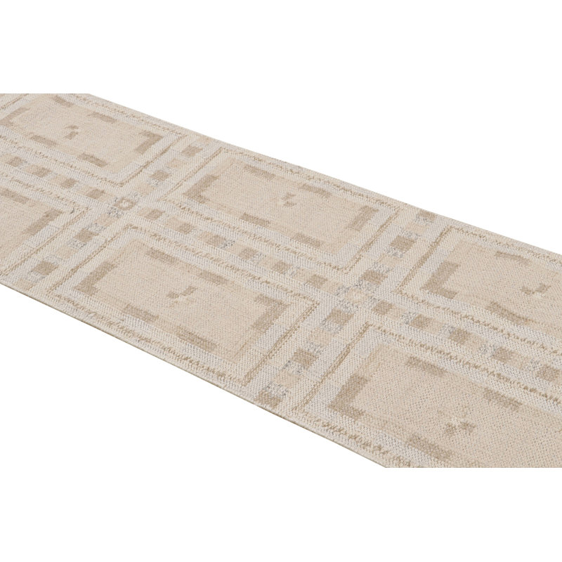 Scandinavian Hand Knotted Geometric Area Rug, Rectangle 10' x 14'