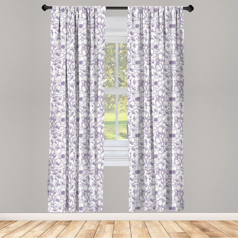 Floral Semi-Sheer Rod Pocket Curtain Panels, 28" x 84"