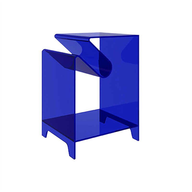Modern Alien End Table, Clear Acrylic Double Layer Side Table with Open Design for Living Room, Sofa, Bedroom, Glass-Like Finish Nightstand or Accent Table