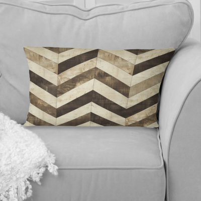 Brown Beige Herringbone Tiles I - Modern Lumbar Pillow