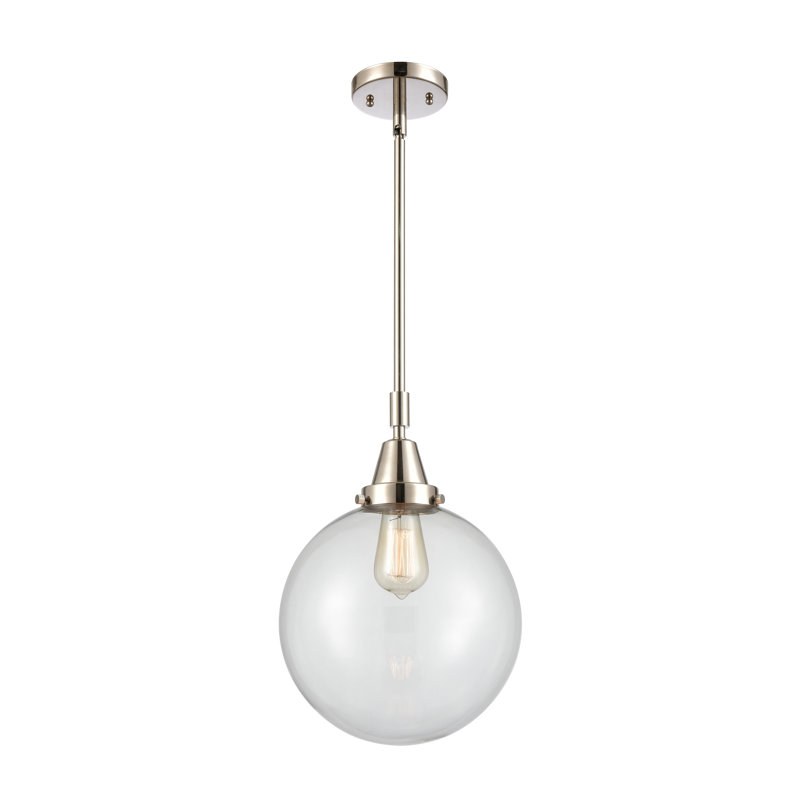 Lorri Seeded Glass Single Pendant, 44.88" H x 10" W x 10" D, Clear, Polished Nickel