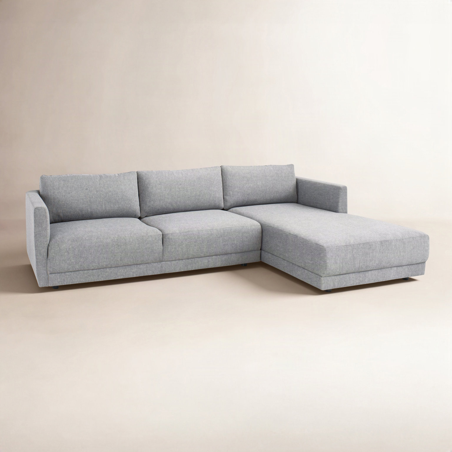 Kayden Upholstered Chaise L-Sectional, Right Hand Facing, Dark Gray Linen Blend