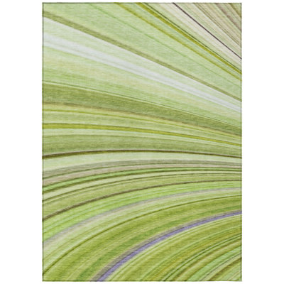 5' X 8' Artichoke Green Green And Olive Green Abstract Washable Indoor Outdoor Area Rug