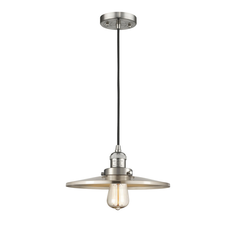 Luminaire suspendu simple à 1 lumière Appalachian, H 5,88 po x l 12 po x P 12 po, Nickel satiné brossé, Nickel satiné brossé