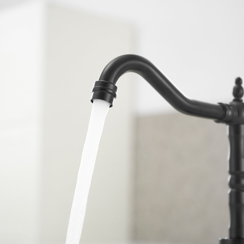 Robinet de lavabo vasque de cuisine à poignée simple à un trou 360 °, Noir mat