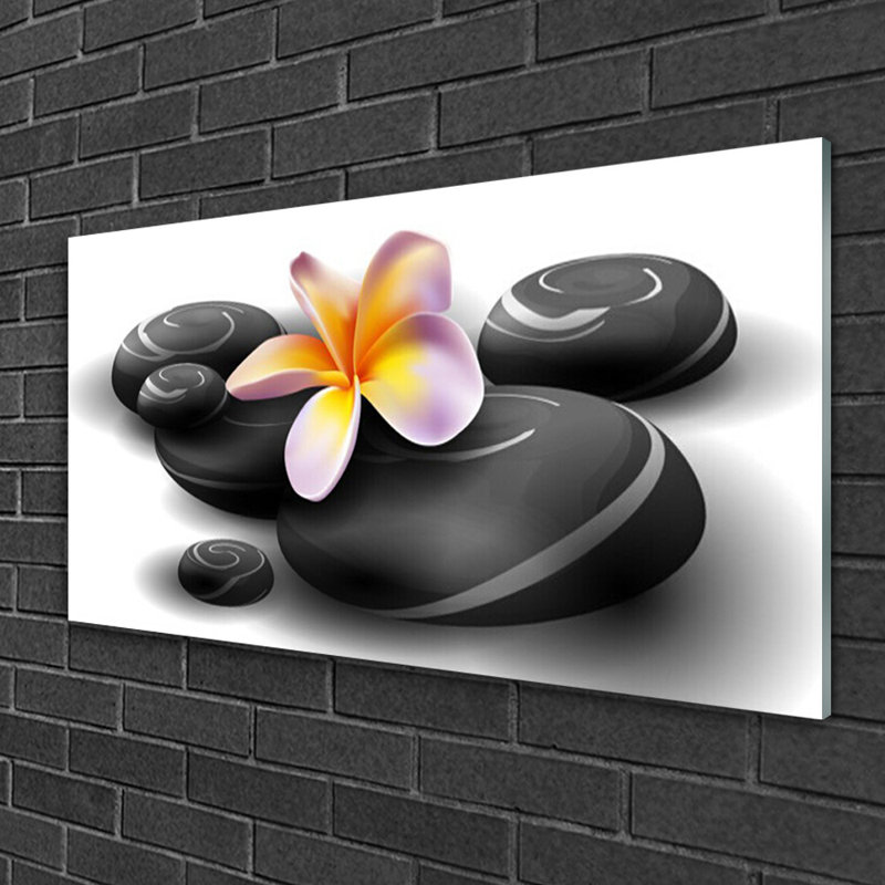Nature Flower Stones 1 Piece Wall Art on Glass