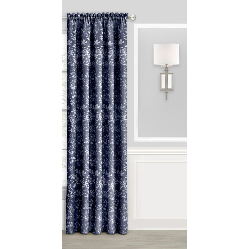Barrigan Semi Sheer Curtain Single Panel, 52" x 63", Navy