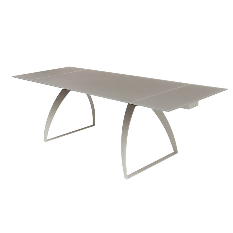 Extendable Gray Glass Top Contemporary Dining Table