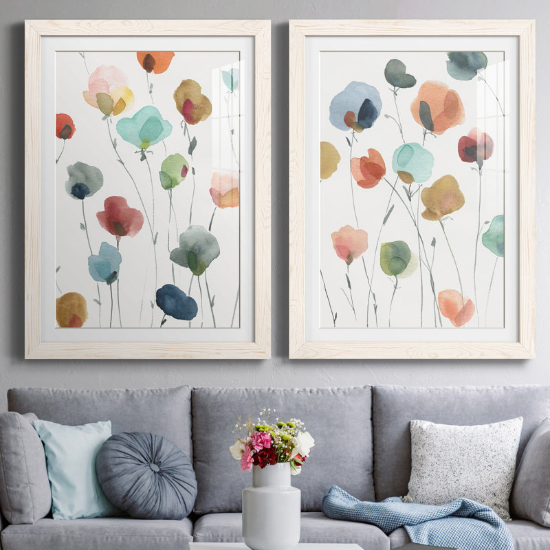 «Lollipop Garden I», ensemble de 2 impressions, H 44 po x l 31 po x P 1 po, Impression encadrée avec passe-partout, Blanc