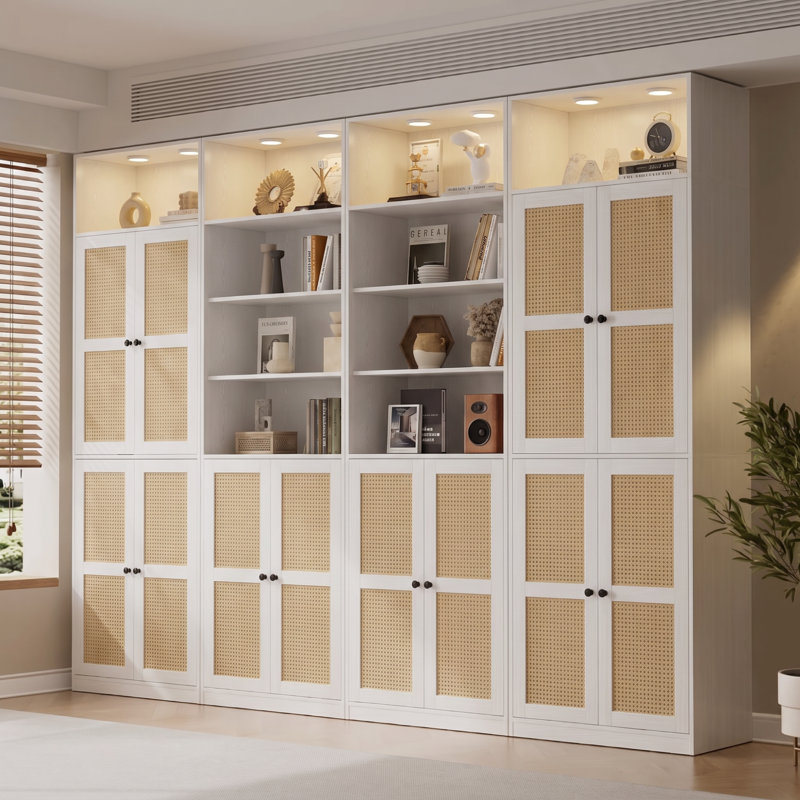 Bibliothèque de rangement à 7 niveaux H 85,8 "x l 94,4" avec étagères blanches