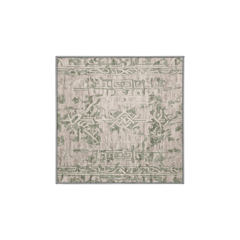 Machine Washable Gray Area Rug, Square 5'