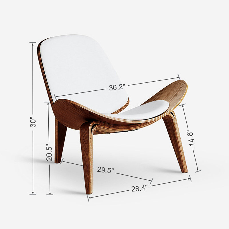Chaise Suada Hans J. Wegner, Chêne naturel, Simili cuir blanc