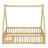 Tent-Shaped Floor Bed With Guardrails, Slats, And Door