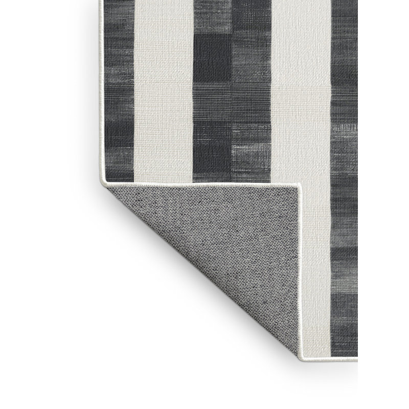 Machine Washable Checkered White Area Rug, Round 5'
