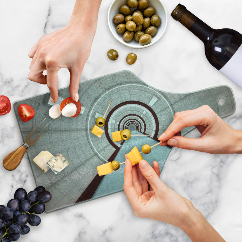 Futuristic Grey Tempered Glass Rectangular Cutting Board