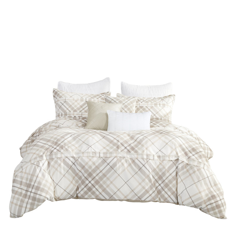 Fabia Contemporary Channel Checkered Comforter, King Comforter + 6 Additional Pieces