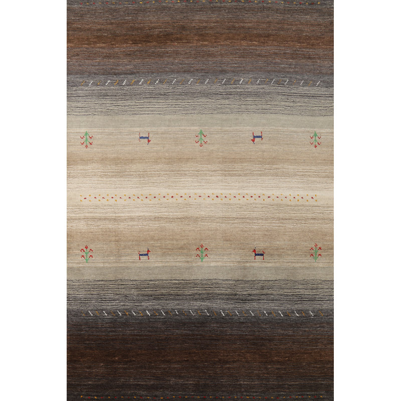 Striped Wool Gabbeh Oriental Rug 4x6