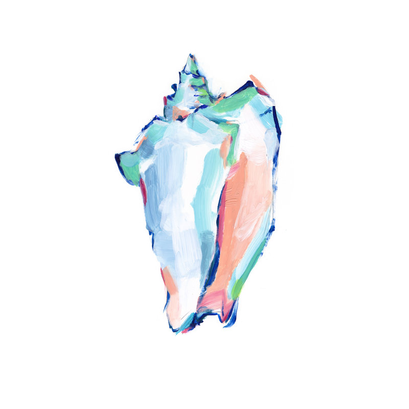 Pop Shell Study I 1 Piece Painting on Canvas, 46cm H x 30cm W, Wrapped Canvas