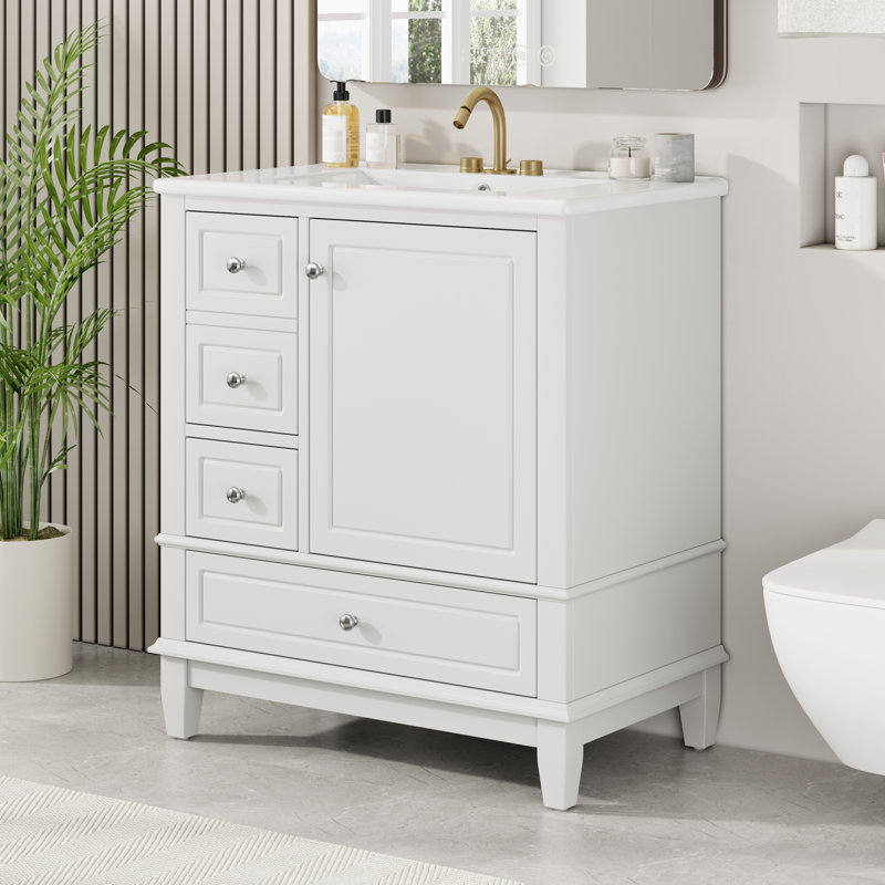 30" Bathroom Vanity with Sink, White