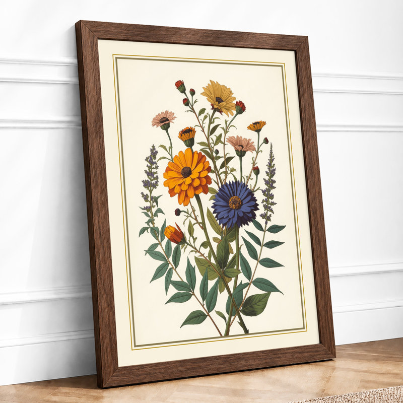 Study in Gold Botanical - Framed Print, A3 - 42.0 x 29.7 cm, Walnut