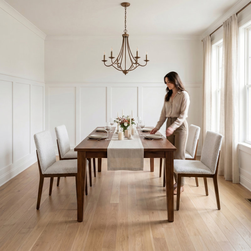 Modern Boucle Upholstered Dining Chair, Ivory