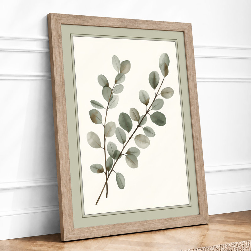Single Stem in Mist Botanical - Framed Print, A1 - 84.1 x 59.4 cm, Oak