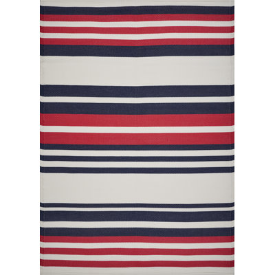 Tapis rayé rouge intérieur / extérieur Keedon