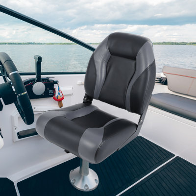 Paquet de 2 sièges de bateau - Chaises de bateau pliantes à dossier haut de qualité supérieure avec rembourrage en éponge épaisse, vis en acier inoxydable et conception rabattable pour bateau de pêche, canot et vedette rapide
