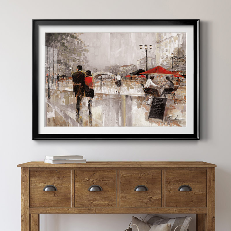 River Walk - Reproduction d'art sur papier encadrée, H 30,5 po x l 42,5 po x P 1,5 po, Noir