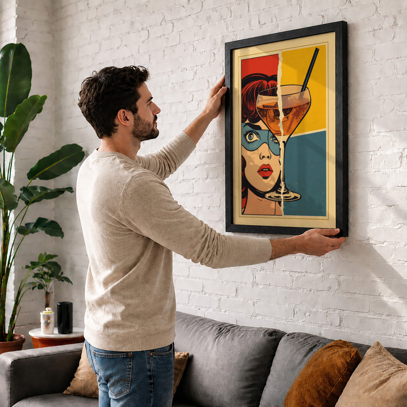 Pop Art Cigarette Girl Retro - Framed Print, A4 - 29.7 x 21.0 cm, White