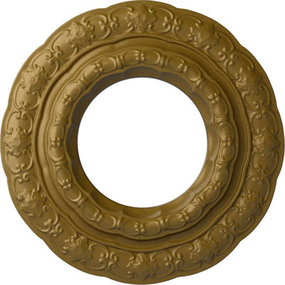 Endurathane Lisbon Ceiling Medallion, 15 3/8"OD x 7"ID x 1"P (Fits Canopies up to 7"), Hand-Painted Gold Finish