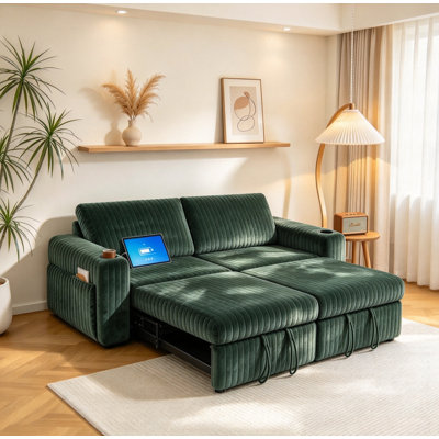 Latitude Run Jiarui 89.37'' Square Arm Corduroy Sofa with Washable Cover