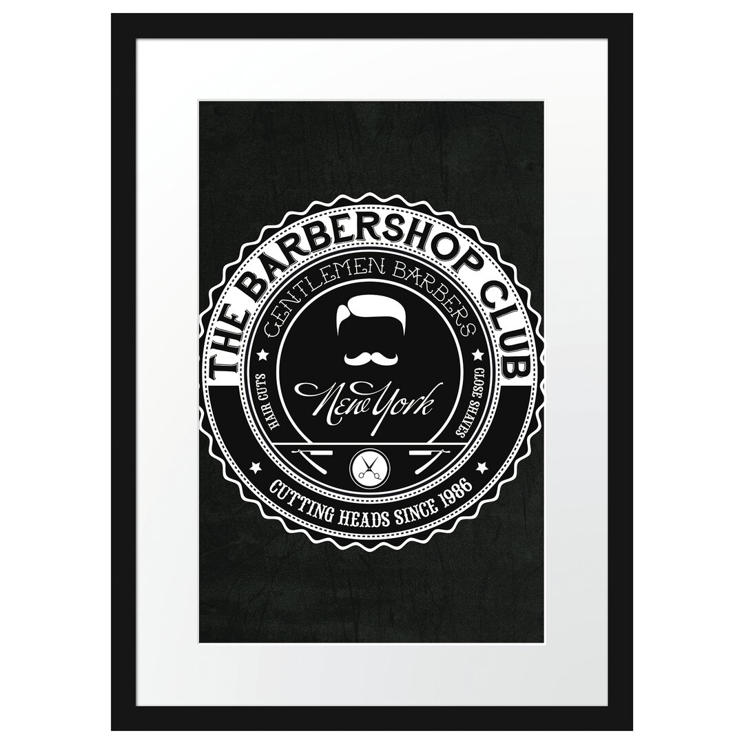 Gerahmtes Poster Der Barber-Shop-Club Schwarz